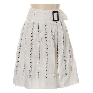 New Joe Benbasset A Line Skirt White/Black Floral Embroidery Sz Juniors L**